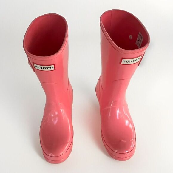 Pink Hunter Rain Boots Womens Size 7 Pink Gloss HUNTER Original Short Boots - Picture 8 of 9